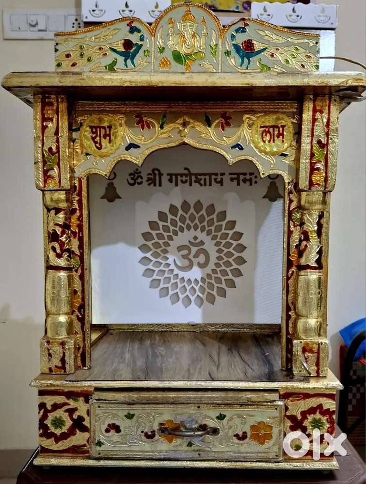 Plywood Mandir with Om Background