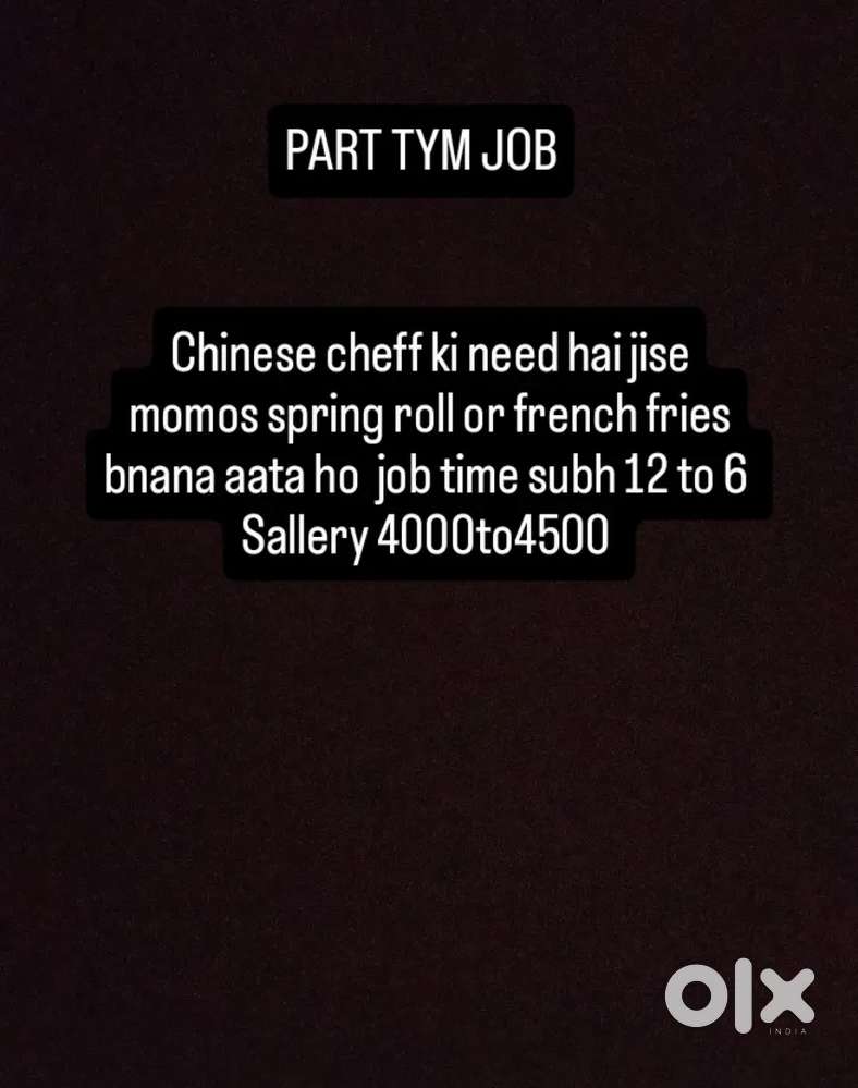 Chinese  cheff jise spring roll ,momos or french fries bnana aata ho