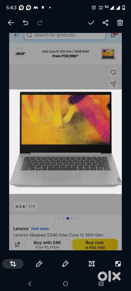 Lenovo Ideapad S340
Intel Core i3 10th Gen 1005G1
8GB RAM / 256GB SSD