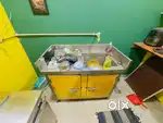 SS WASHING SINK TABLE AND SS COMPRESSOR FRIDGE AND SS CUTTING TABLE