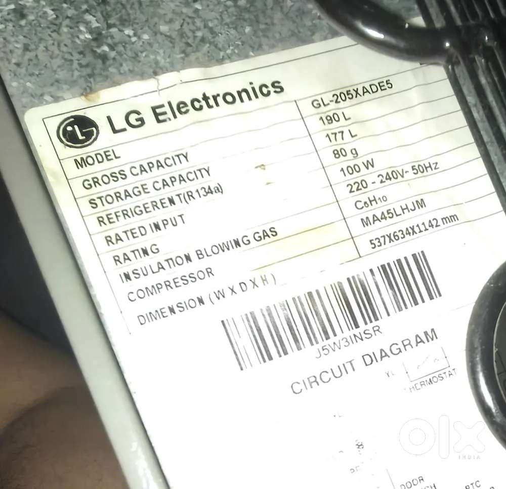 LG refrigerator 5star 177 ltr single door with very good condition