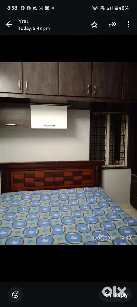 Fully furnished including Ac tv washing Machine water purifier bed cot