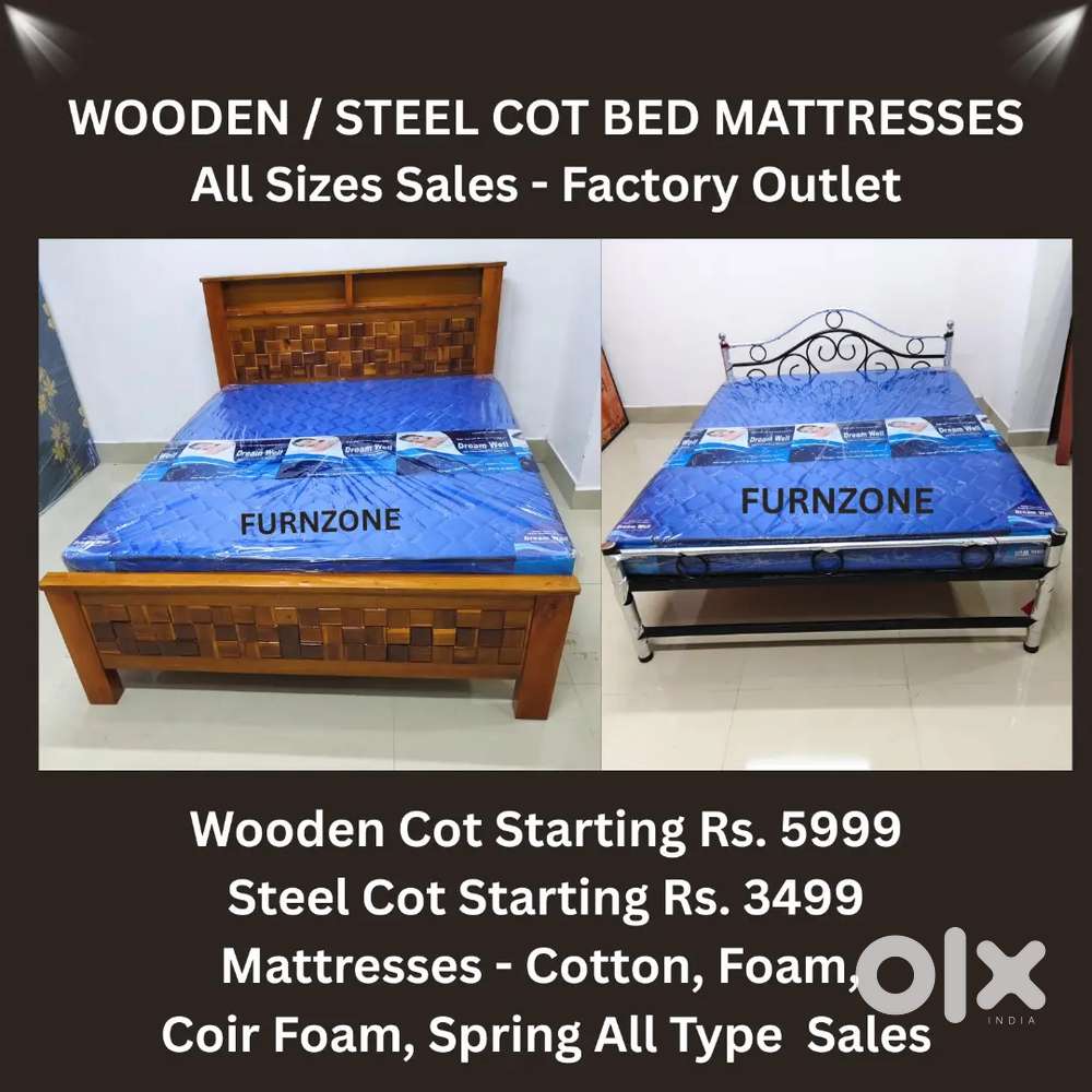 Steel Bed & Wooden Cot Bed Mattresses Sales New