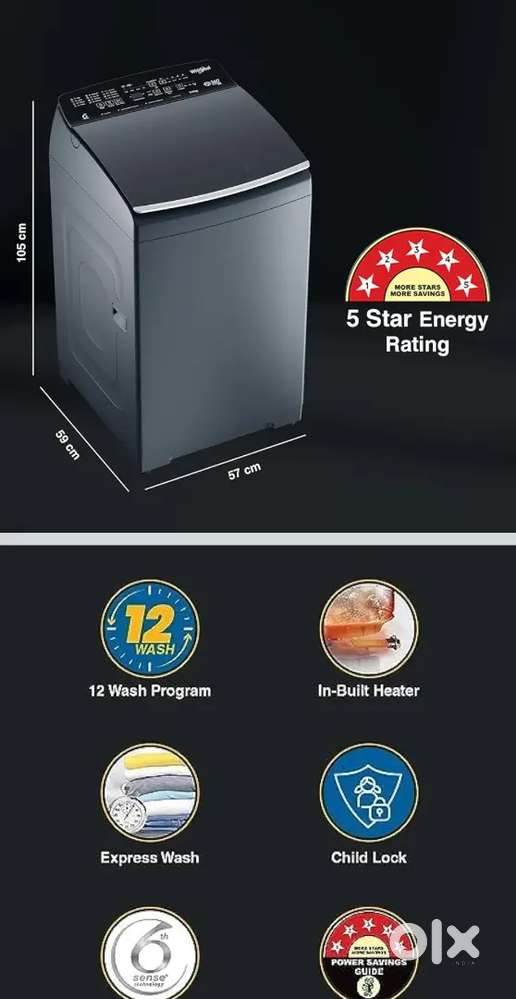 whirlpool washing machine top load 9KG