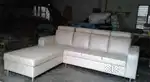 L shape sofa set in white rexine model starf furniture
