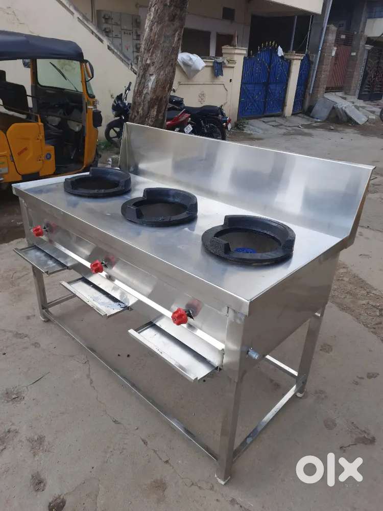 stainless steel 3-burner (Chinese) neat & working condition For Sale