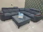 L shape sofa with centre table and setti well maintained
