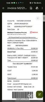 One plus 8 online bill ph charj ide