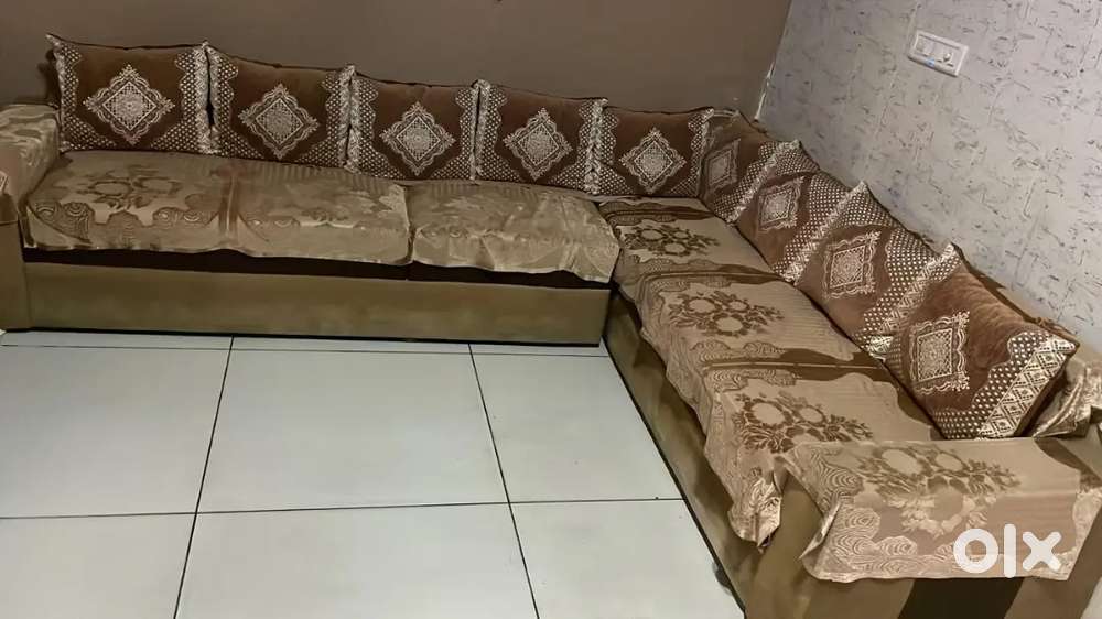 L-shape sofa along with table