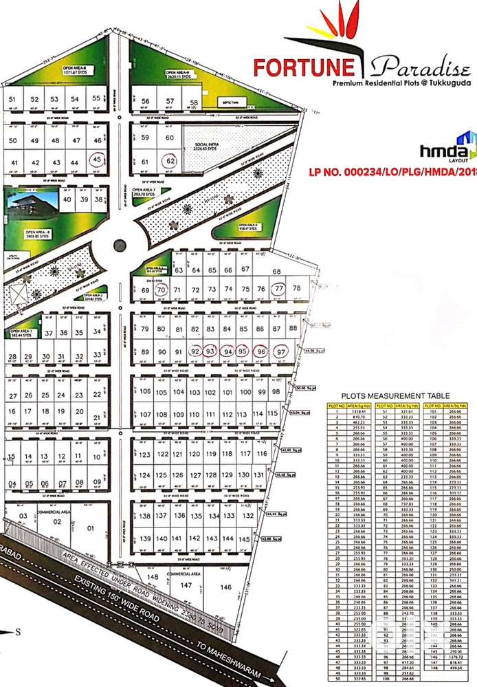 A perfect East facing Front plot at Fortune Paradise, Tukkuguda