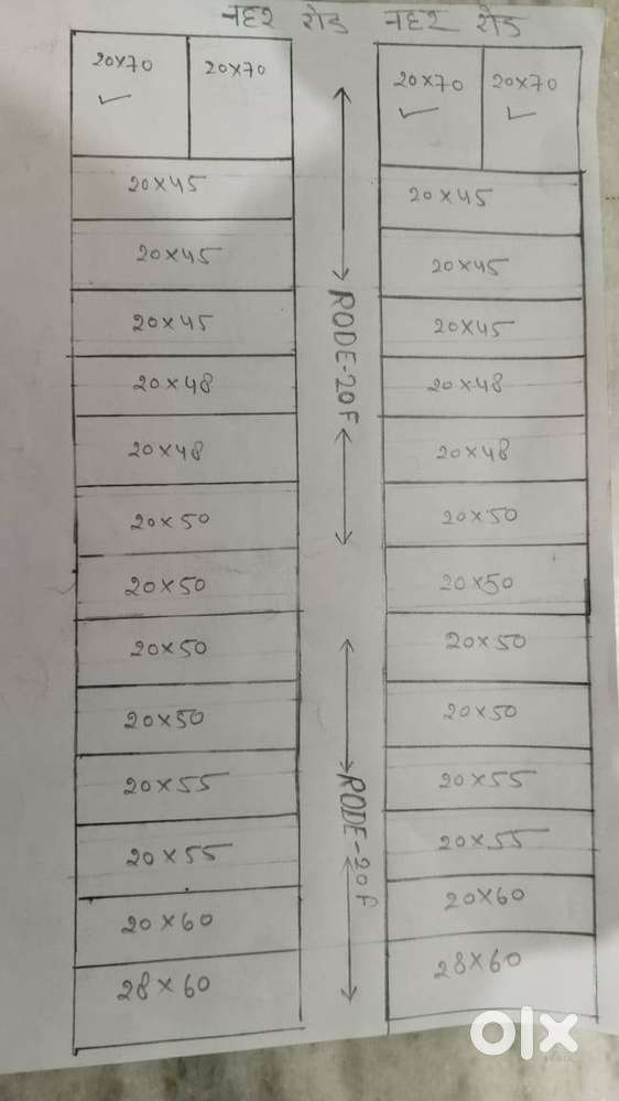 1000 sqr/feet  20*45 or  20*50 both size