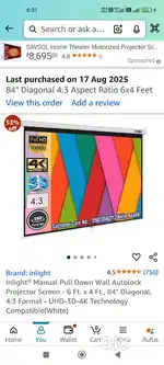 Projector screen 6*4 auto lock