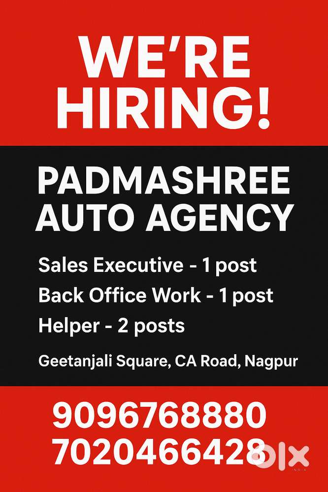 Vacancy for Sales Executive & Back Office Work
