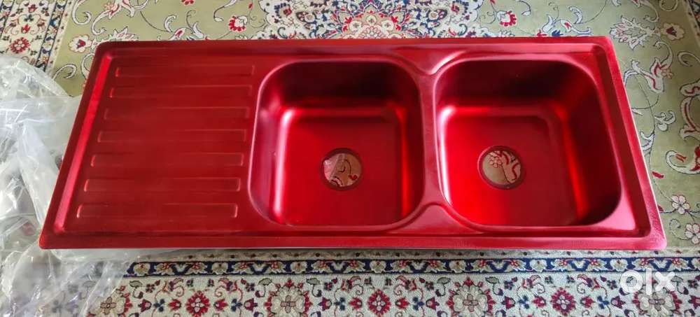 Hafele double bowl kitchen sink with drain board