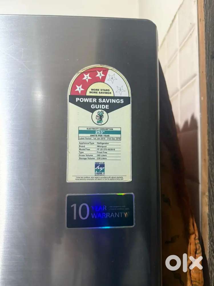Whirlpool Double door refrigerator 3 star rating for sale