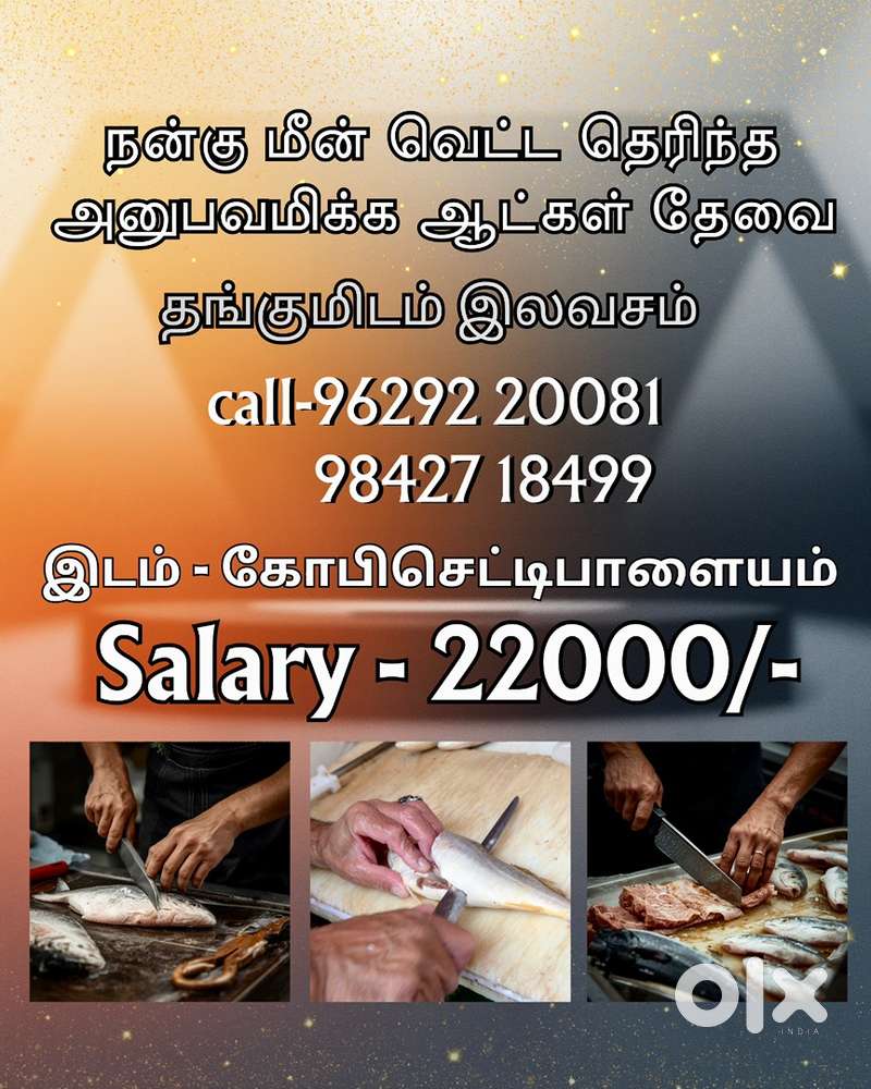 நன்கு அனுபவம் உள்ள மீன் வெட்டுபவர் தேவை