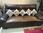 3+2 seater tan leather sofa set