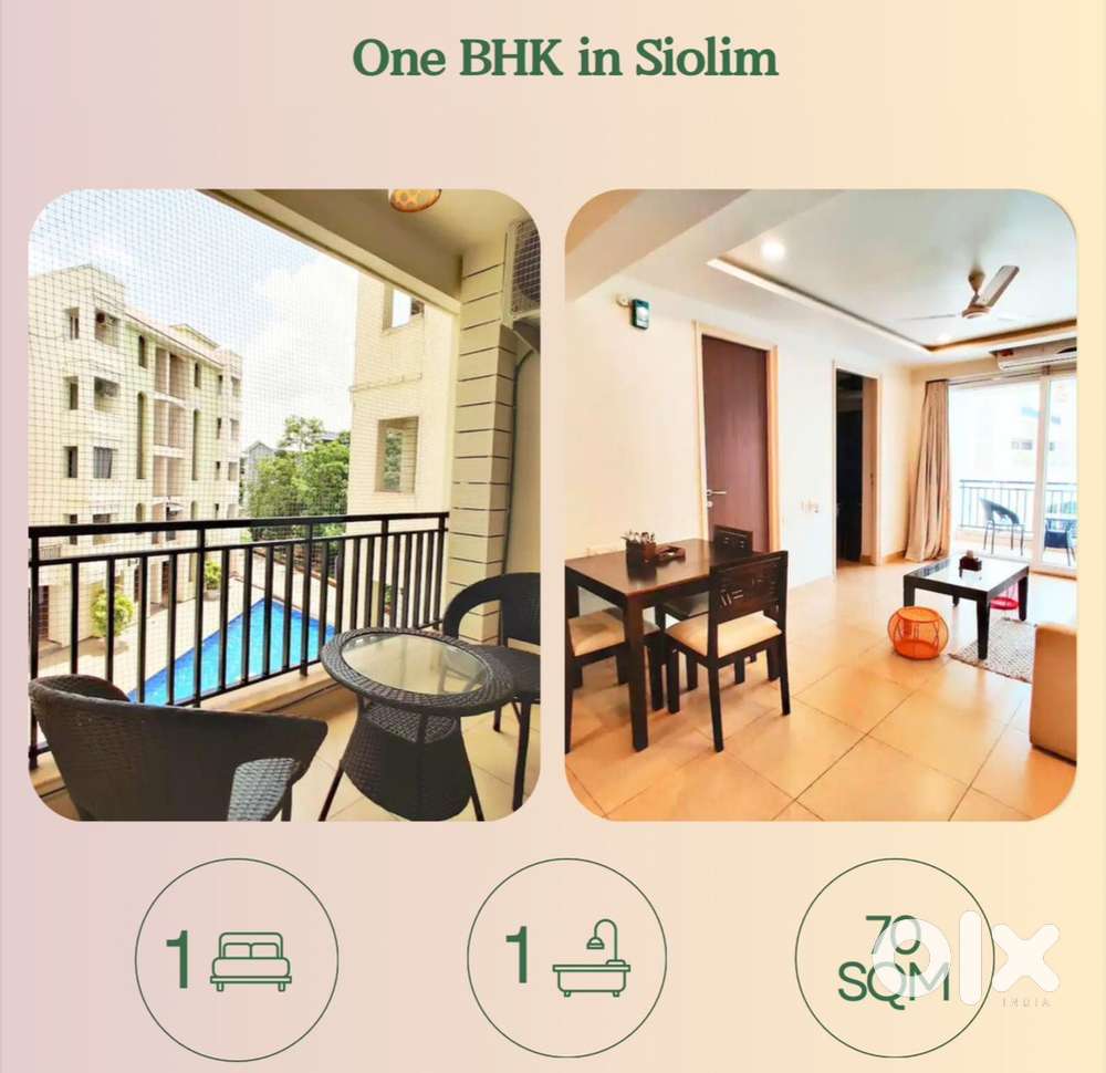 Spacious 1 bhk at siolim marna fully furnished