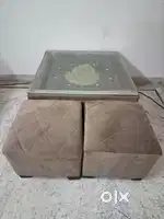 New condition center table with Tofan glass or two puffs
