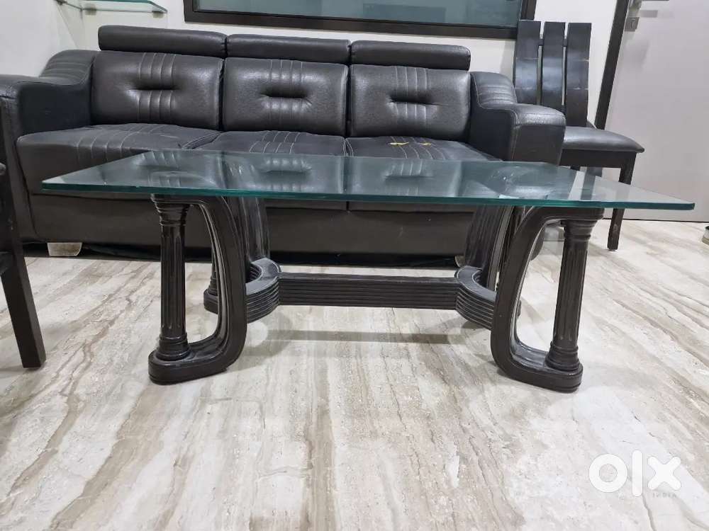 3 seater sofa with 3 chairs and mid size centre table
