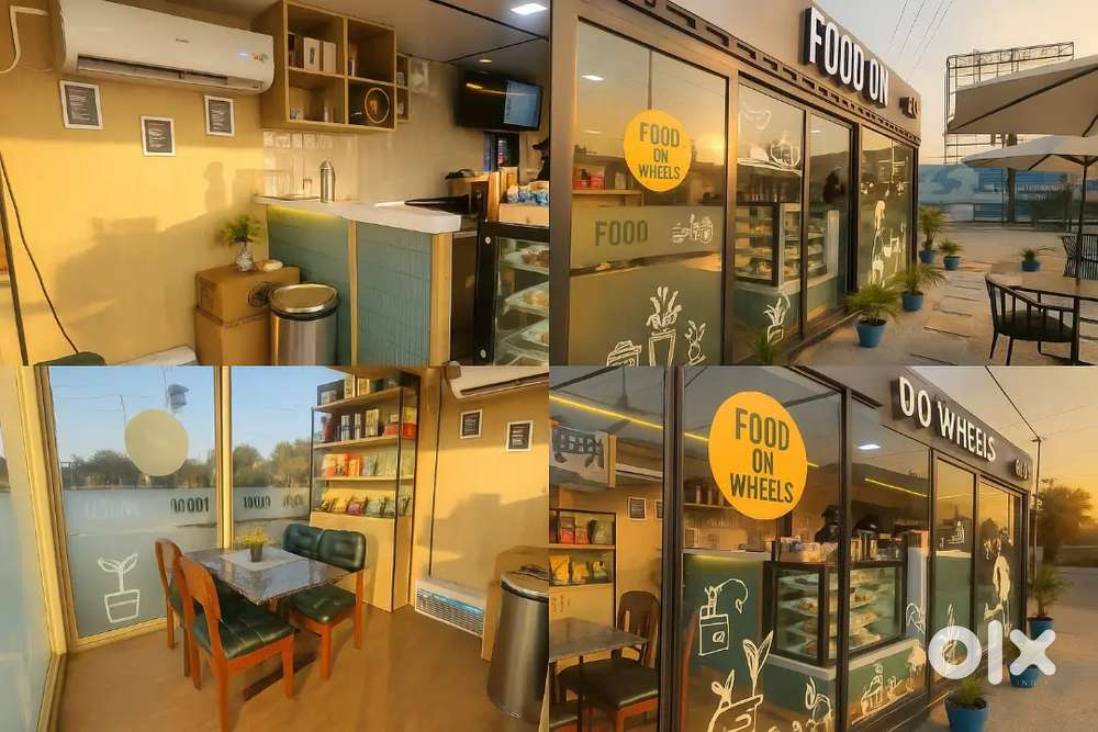 Premium cafe kiosk food trailer at highway petrol pump 24×7 100% loan