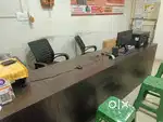 L Shape Working Table With Moving Office Chair