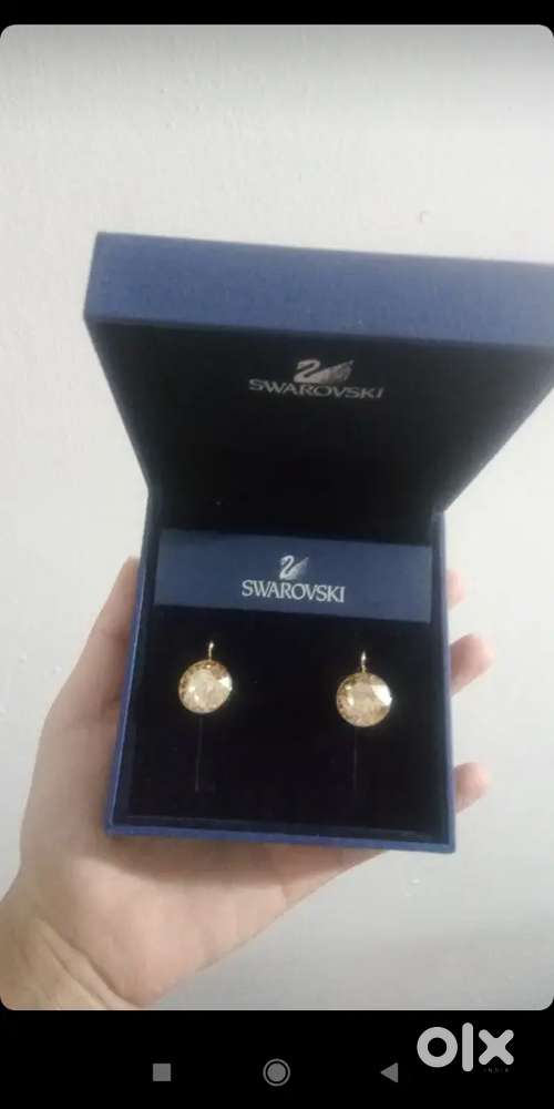 SWAROSKI round golden drop earrings