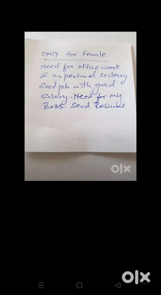 Need female as personal secretary with permanent job with office work