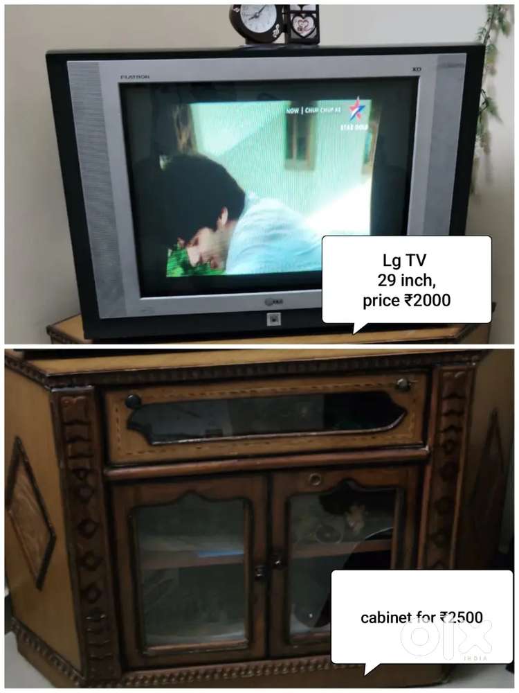29 inch Lg tv,  for ₹2000 , wooden cabinet  for ₹2500