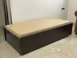 Single wooden cot with orthopaedic mattress