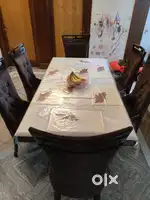 Marbel top Dining table with 6 chairs
