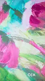 Vibrant Pink & Teal Floral Oil Painting Set of 3- Home Decor Art