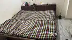 Double bed with box and two hidden box in headboard