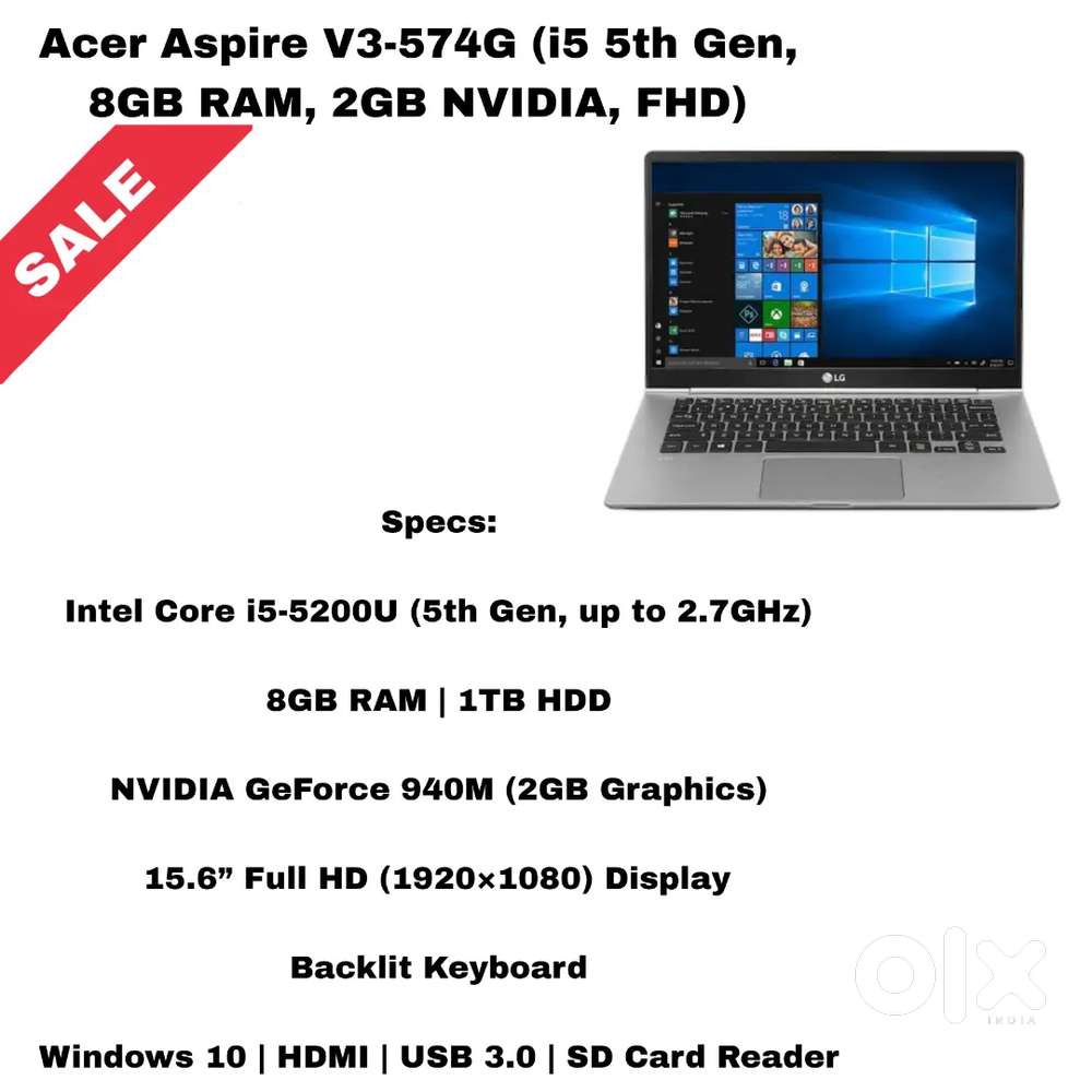 Acer Aspire V15 (i5) / 8GB / 1TB / Full HD) – Excellent Condition