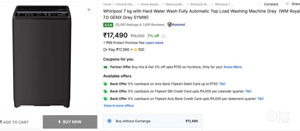 Whirlpool 7 kg Fully Automatic Washing Machine
