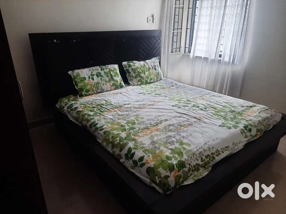 Bed without mattress.