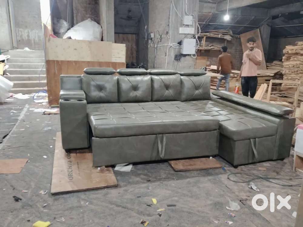 Sofa comebed with longer and storage with attached pillows