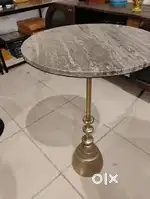 Elegant Marble Top Side Table with Golden Base