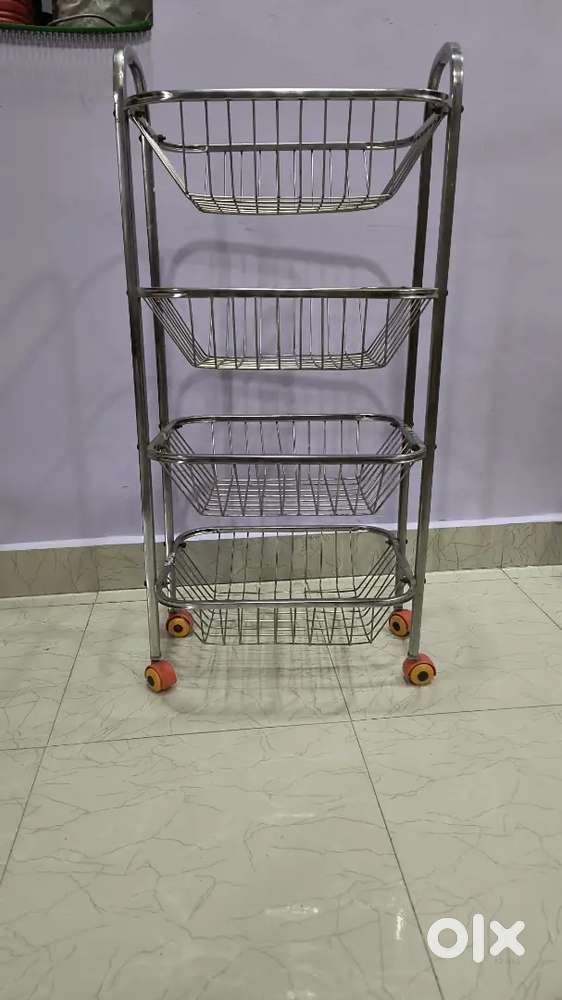 Stainless Steel Assembled 4 Layer Kitchen Trolley Rack for Storage