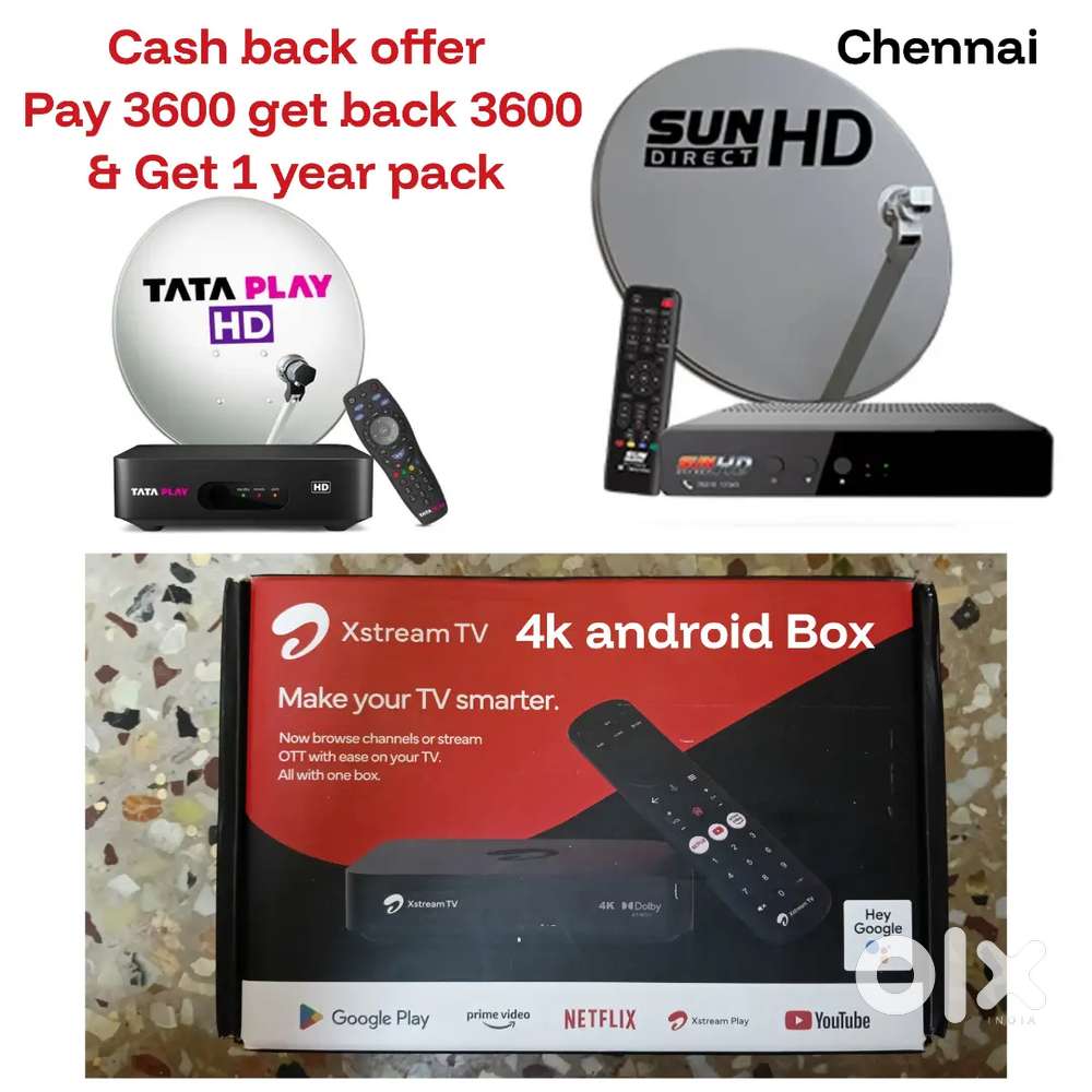 AIRTEL XSTREAM 4K ANDROID BOX WITH 1 YEAR PLAN ! TÀTA PLÀY ! SUNDIRECT