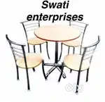 New round table chair set ss frame restaurant furniture
