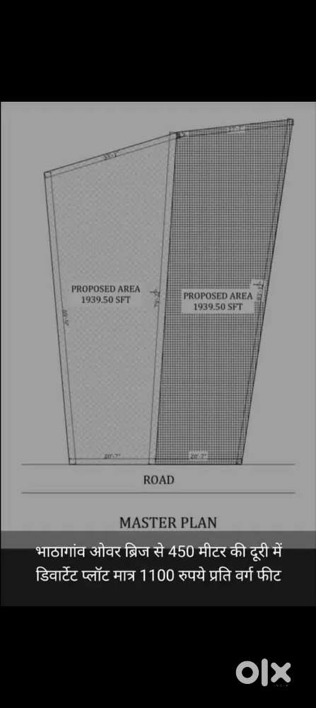भाठागांव ओवर ब्रिज से 450 मीटर ki duri me plot 1100₹