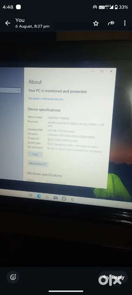 Hp laptop elitebook i7