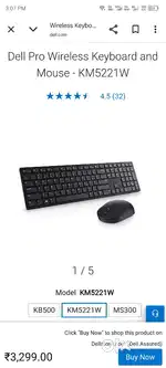 Dell Pro Wireless Keyboard and Mouse - KM5221W