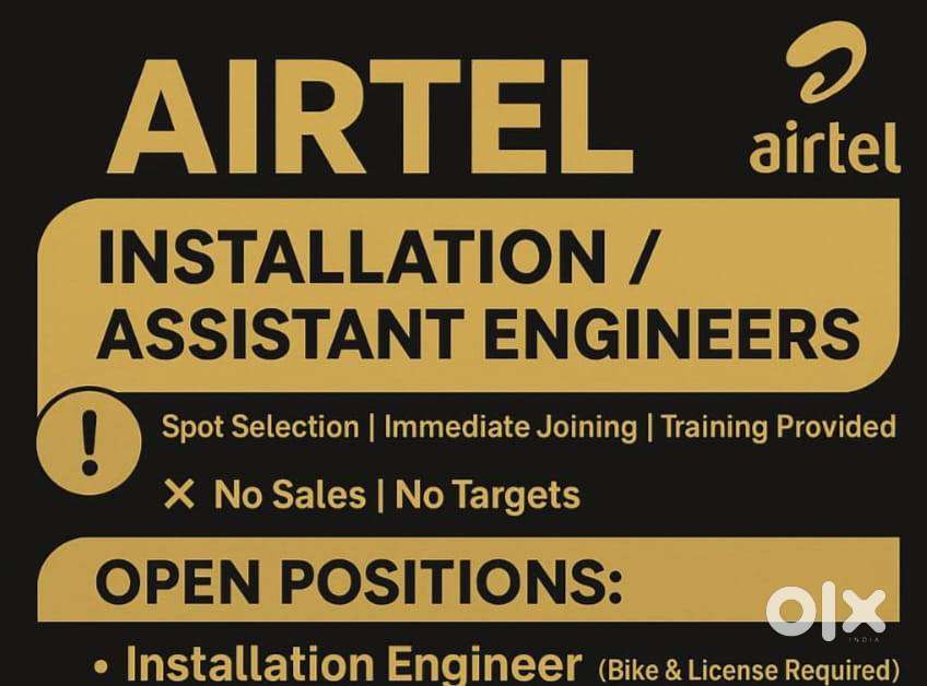 WE ARE WANTED AIRTEL ENGINEER ( ANYDEGREE)