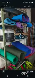 Yoga mats pilates dumbells steel rack