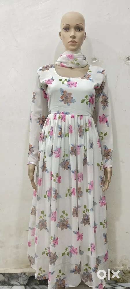 georgette partywear umbrella one piece suit with dupatta