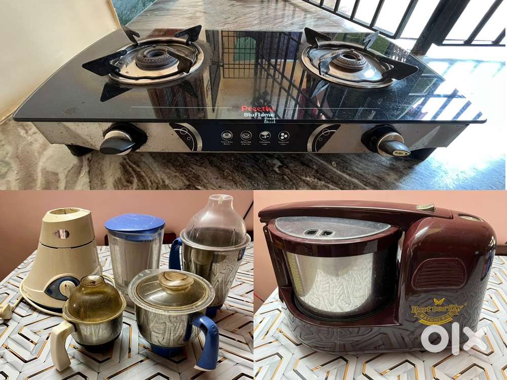 Good Condition Gas Stove, Mixie & Table-Top Griner