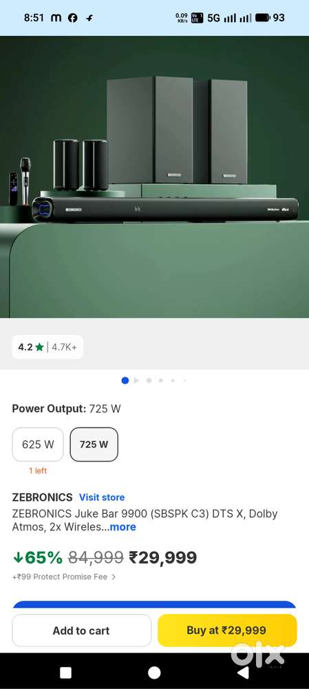 ZEBRONICS Juke Bar 9900 (SBSPK C3) DTS X, Dolby Atmos, 2x wireless spk