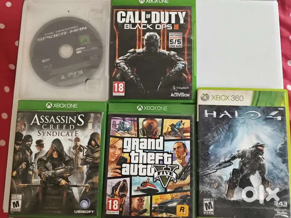 Xbox/ps3 cds/discs gta 5/spiderman/halo 4/assasin creed/call of duty